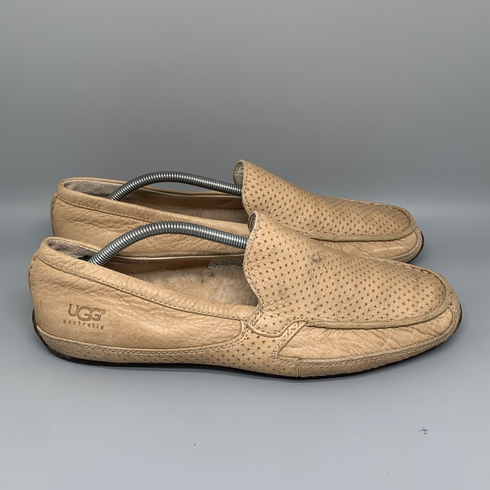 UGG Tan Shearling Lined Driving Moc Leather Slipper 5726 Men’s‎ Sz 12